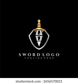 QQ carta monograma de luxo para escudo e espada estilo imagem
