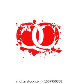 QQ Letter Splatter logo.  Abstract Design concept blood splash  with hidden letter double Q logo icon for initial, company identity and more brands.