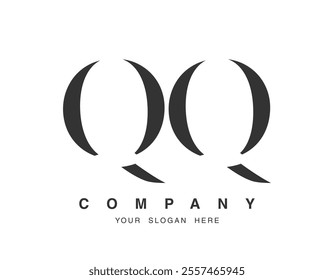 QQ logo design. Initial letter q and q serif font style. Creative classic company name typography. Trendy logotype or identity. Vector illustration.