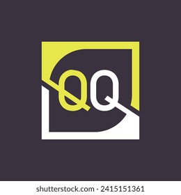 QQ Logo Design Template Vector With Square Background.