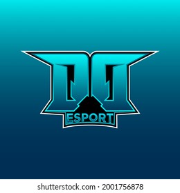 QQ Logo ESport Gaming Initial with Blue Light Color design vector template