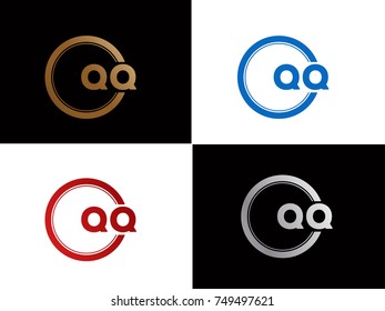 QQ Logo. Letter Design Vector with Red and Black Gold Silver Colors