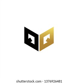 QQ Logo Letter Initial With Black and Gold Colors