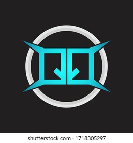 Monograma del logotipo QQ con plantilla de diseño de forma circular y de cuatro ejes