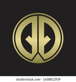 QQ Logo monogram circle with piece ribbon style on gold colors