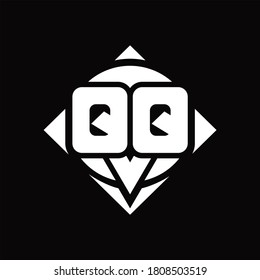 QQ Logo monogram with circle shape and square rotate rounded design template on black background