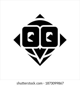 QQ Logo monogram with circle shape and square rotate rounded design template on white background