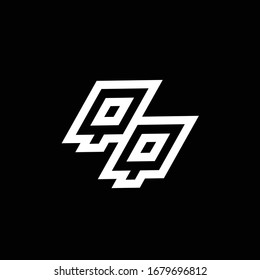 QQ-Logo-Monogramm mit bis zu nach unten stehender negativer Raumdesign-Vorlage einzeln auf schwarzem Hintergrund