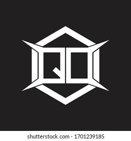 Monograma de logotipo QQ con hexágono y plantilla de diseño de forma de cuatro ejes
