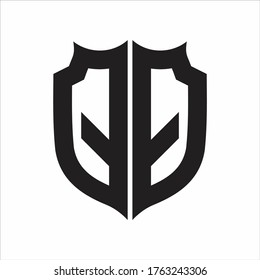 QQ Logo Shield style Monogram design template on white background