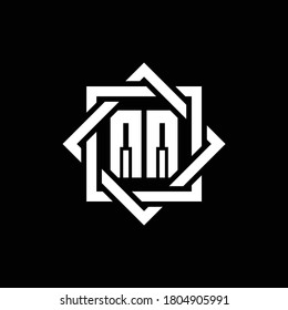 Logo de monograma QQ con cuadrado abstracto alrededor de la plantilla de diseño