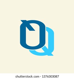 QQ monogram.Typographic geometric logo with uppercase letter q.Lettering icon in blue colors isolated on light background.Alphabet initials in modern, corporate, web style.