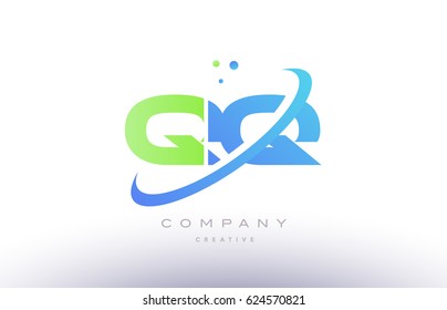 qq q q alphabet green blue swoosh letter company logo vector icon design template