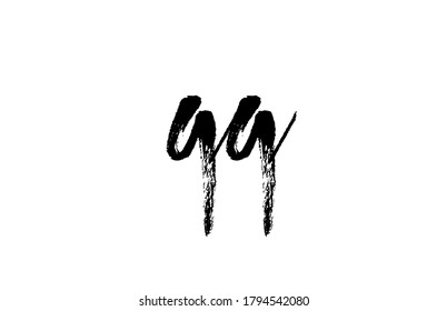 QQ Q Q alphabet letter logo icon combination. Grunge handwritten vintage design. Black white color for company and business