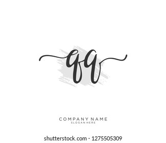 QQ Q Q Initial handwriting logo template