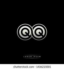 QQ Q initial letter linked circle capital monogram logo modern template silver color edition