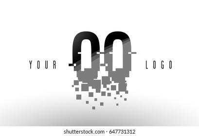 QQ Q Q Pixel Letter Logo with Digital Shattered Black Squares. Creative Letters Vector Illustration.