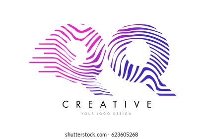 QQ Q Q Zebra Letter Logo Design with Black and White Stripes Vector
