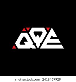 QQE triangle letter logo design with triangle shape. QQE triangle logo design monogram. QQE triangle vector logo template with red color. QQE triangular logo Simple, Elegant, and Luxurious design.