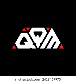 QQM triangle letter logo design with triangle shape. QQM triangle logo design monogram. QQM triangle vector logo template with red color. QQM triangular logo Simple, Elegant, and Luxurious design.