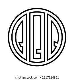 QQQ three-letter circle iconic logo design vector template, monogram, abstract, wordmark, letter mark, business, typography, flat, minimalist, brand, initial letter logo, symbol, geometric,  isolated,