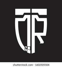 QR Abstract logo monogram with emblem style isolated on black background