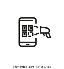 QR app line icon. QR code, QR scanning, mobile app. Scanning concept. Vector illustration can be used for topics like technology, applications, internet