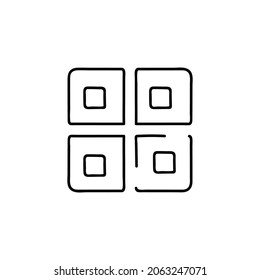QR Barcode icon  in flat black line style, isolated on white background 