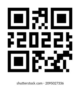 QR code 2022 numbers. Happy New Year with covid vaccination barcode concept design template. Vector eps illustration for banner, poster, greeting card, invitation