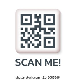 QR code 3d icon. Qrcode for scan. Security concept. Vector illustration.