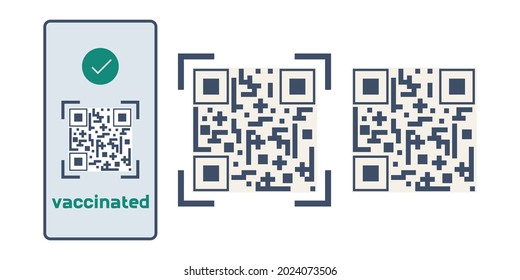 Código Qr sobre la vacunación contra el covid. El código electrónico está en el teléfono. Número de teléfono y código de barras sobre la inmunización realizada. Ilustración del vector