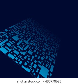 QR code abstract blue color geometric design poster or background. Vector illustration.