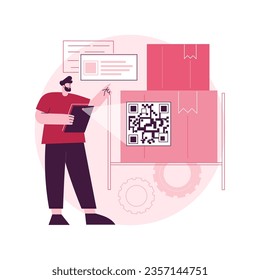 QR code abstract concept vector illustration. QR generator online, QR code reading, warehouse modern technology, automated inventory management systems, product information abstract metaphor.