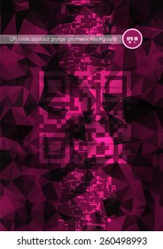 QR code abstract dark pink color geometric design poster or background. Vector illustration.