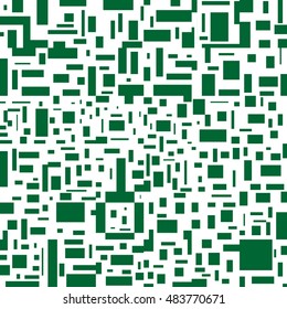 QR code abstract white green color geometric design poster or background. Vector illustration.