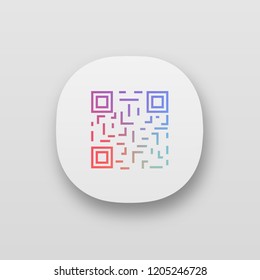 QR code app icon. UI/UX user interface. Matrix barcode identification. 2D data code. Two-dimensional barcode. Web or mobile application. Vector isolated illustration