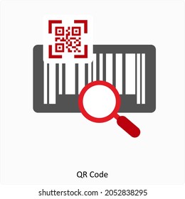 QR code or Bar Code Icon Concept 
