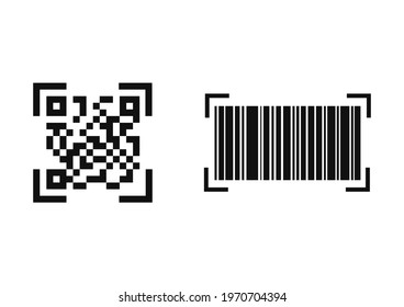 qr code and bar code illustration with black and white design