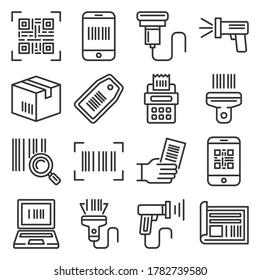 QR Code and Barcode Icons Set. Vector