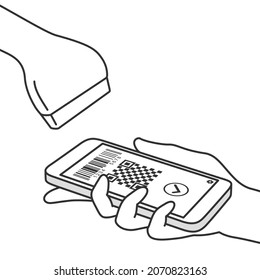 QR code or barcode payment. Cashless payment concept.