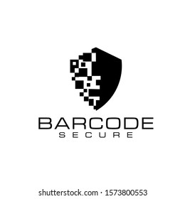 QR Code / Barcode And Shield Logo Design Template