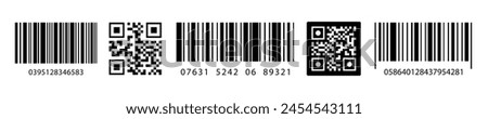 Qr code barcode vector template set