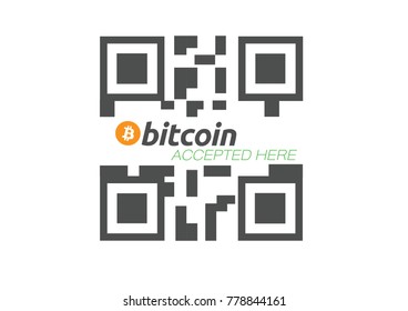 QR Code bitcoin sign symbol for internet cashless money. Crypto currency symbol image for using in internet transaction. Blockchain based secure cryptocurrency. Isolated vector illustration.