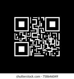 QR code. Black background. Vector.
