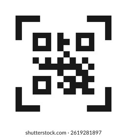 Qr code black color flat style