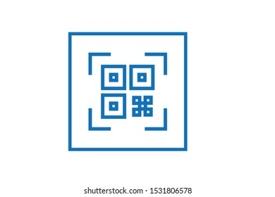 QR code blue icon vector 