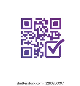 Qr code with check mark, modern design vector illustration isolated on white background.