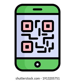 qr code color outline icon, shopping and discount sale icon.