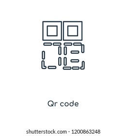 Qr code concept line icon. Linear Qr code concept outline symbol design. This simple element illustration can be used for web and mobile UI/UX.