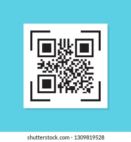 QR code concept. Scan code using smartphone application. Idea of modern technology and barcode. Digital data on display. Isolated vector illustration in cartoon style